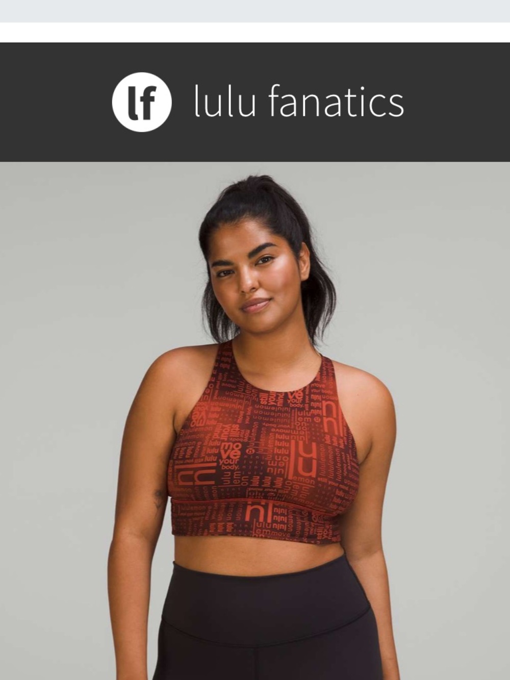 Lululemon Energy High-Neck Longline Bra sz 8 B–D Cups Lululemon Ombre Red Multi